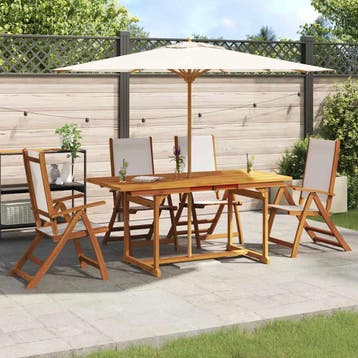 vidaXL 5-delige Tuinset massief acaciahout en textileen, Verzenden, Tuinset