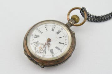 Antique - 800 Silver mechanical pocket watch with 925 Silver