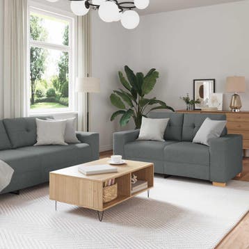 vidaXL bank / zetel 3 st Donkergrijs Linnenmix Stoffen, Verzenden, Nieuw