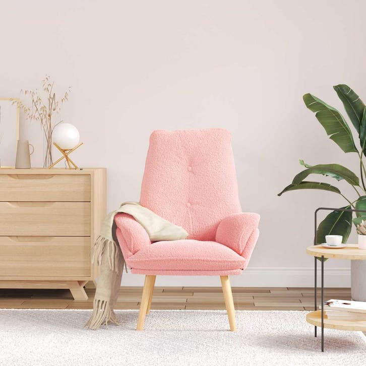 vidaXL Fauteuil Roze 69 x 74 x 93 cm Sherpa Stof, Huis en Inrichting, Fauteuils, Nieuw, Verzenden