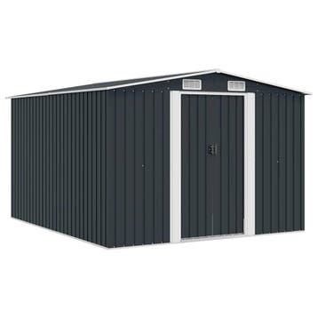 vidaXL Tuinschuur 257x298x178 cm metaal antracietkleurig, Verzenden, Nieuw