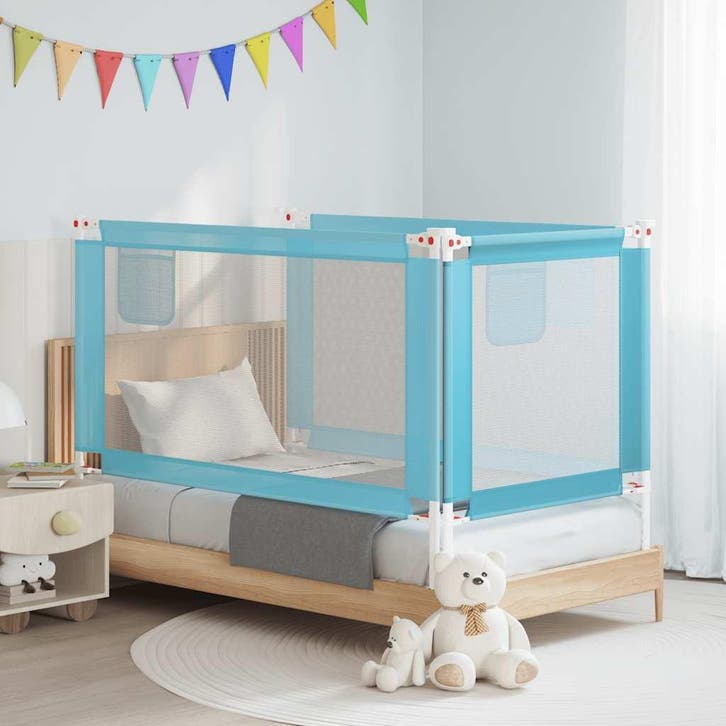 vidaXL Bedhekje peuter 150x25 cm stof blauw, Enfants & Bébés, Barrières, Envoi