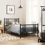 vidaXL Bedframe met hoofd- en voeteneinde metaal zwart, Verzenden