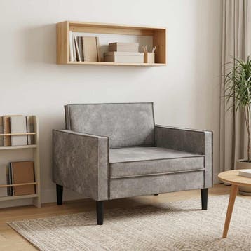 vidaXL XL fauteuil Lichtgrijs Kunst Suède Leer, Verzenden