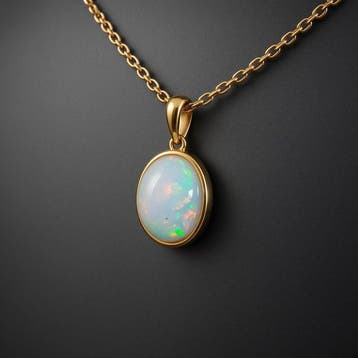 Pendel van Welo-opaal uit Ethiopië. Veranderende kleuren.