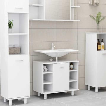 vidaXL Badkamerkast 60x32x53,5 cm bewerkt hout wit, Huis en Inrichting, Verzenden, Nieuw