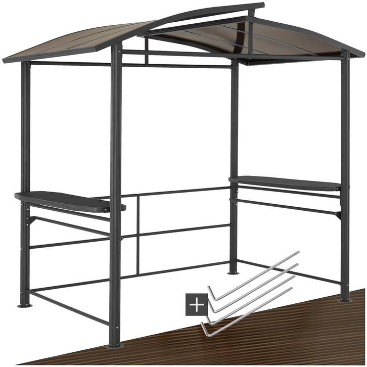 Barbecue-overkapping Asado 2,4x1,5x2,34m - grijs, Tuin en Terras, Partytenten, Verzenden