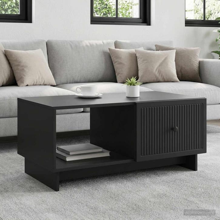 vidaXL Salontafel Zwart 90 x 50 x 40 cm Bewerkt hout, Huis en Inrichting, Tafels | Salontafels, Nieuw, Verzenden