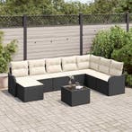 vidaXL Tuinbank Set 9 pcs Zwart poly rattan, Verzenden, Nieuw
