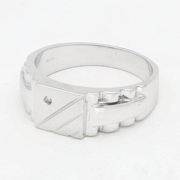 Bague - 18 carats Or blanc Diamant (Naturelle), Handtassen en Accessoires, Ringen