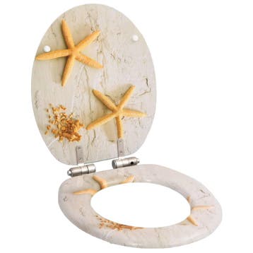 vidaXL Toiletbril met soft-close deksel zeester MDF, Verzenden, Nieuw