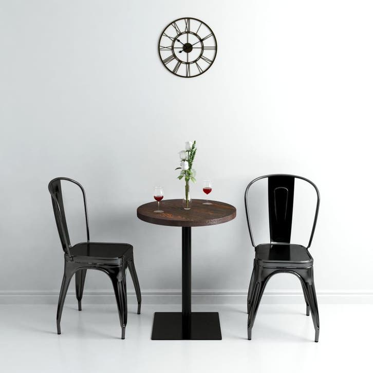 vidaXL Bistrotafel rond 60x75 cm MDF en staal donker, Huis en Inrichting, Tafels | Eettafels, Nieuw, Verzenden