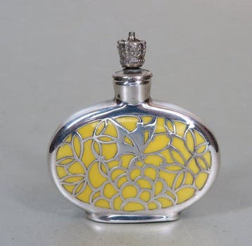 Chique Art Deco parfumflesje (Crowntop) met vlinder -