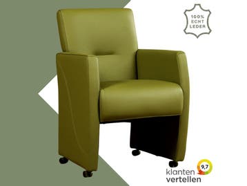 Leren eetkamerstoel Pleasure - Toledo Apple Green (groen) -, Huis en Inrichting, Eigentijds, Modern, Overige kleuren, Nieuw, Leer