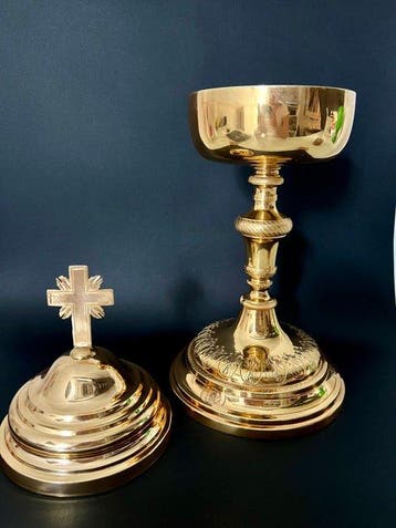 Ciborium - .950 zilver, Vermeille - 1800-1850 - 36 cm