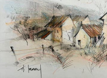 François dIzarny (1952) - En Bourgogne - Pastel original