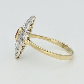 Ring - 18 karaat Geel goud Robijn - Diamant, Nieuw
