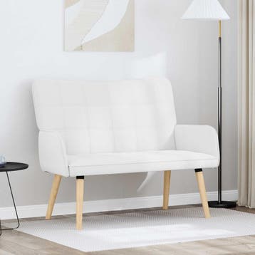 vidaXL 2-Zits Sofa Wit 115 x 61 x 87 cm Stof, Huis en Inrichting, Zetels | Zetels, Verzenden, Nieuw