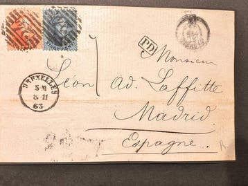 België - 1863 – Leopold I – Zeldzame 20c + 40c combinatie