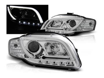 LED Tube koplampen Chrome geschikt voor Audi A4 B7, Verzenden