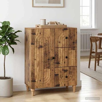 vidaXL Dressoir met lade Oud hout 66 x 34,5 x 90 cm Bewerkt, Verzenden