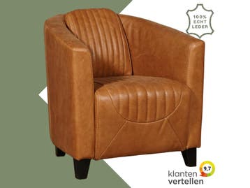 Leren fauteuil Press Special - Vintage Cognac (cognac) -, Huis en Inrichting, Nieuw, Ophalen of Verzenden, Eigentijds, Klassiek, Retro, Romantisch, Vintage