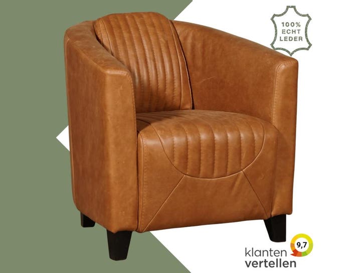 Leren fauteuil Press Special - Vintage Cognac (cognac) -, Maison & Meubles, Fauteuils, Enlèvement ou Envoi