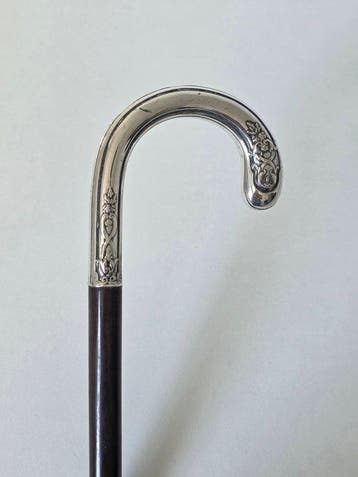 Antiek gedecoreerde Canne de marche - Argent 800 - Art, Antiquités & Art