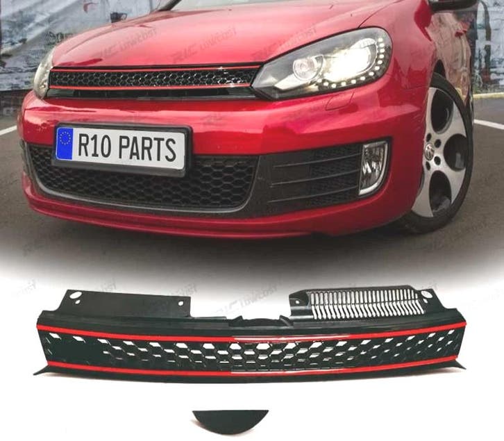 CALANDRE VOLKSWAGEN VW GOLF 6 LOOK GTI NOIR ROUGE, Autos : Pièces & Accessoires, Carrosserie & Tôlerie, Envoi