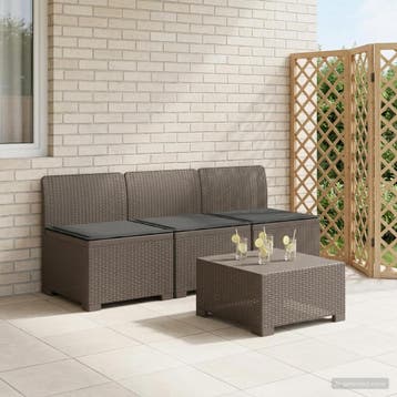 vidaXL 3-Zits Tu bank met Kussens Rattan Look PP Lichtgrijs, Tuin en Terras, Verzenden, Nieuw