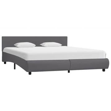 vidaXL Bedframe met LED kunstleer grijs 180x200 cm, Verzenden, Nieuw