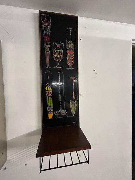 Wandtafel - Hout, Metaal, Emaille - Vintage Mid-Century, Antiquités & Art, Art | Objets design