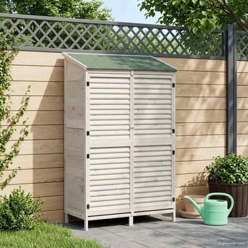 vidaXL Tuin Shed met dak Wit 106 x 56 x 176,5 cm Massief, Verzenden, Nieuw