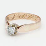 Bague - 14 carats Or rose Diamant (Naturelle) - Solitair