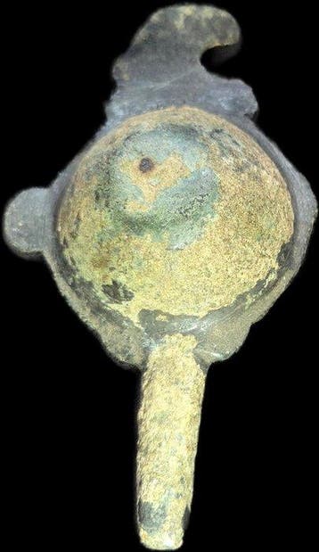 Byzantijns Middeleeuwse bronzen olielamp 600 n.Chr. (Zonder, Antiek en Kunst