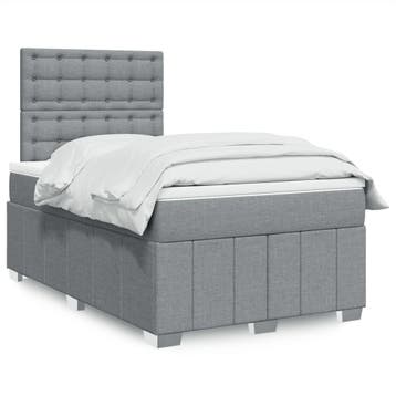 vidaXL Boxspring met matras stof lichtgrijs 120x190 cm, Verzenden