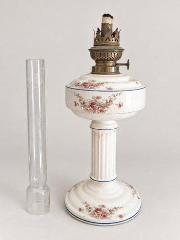 Petroleumlamp - Keramiek, Kristal, Messing - kerosinelamp, Antiek en Kunst