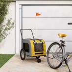 vidaXL Hondenfietstrailer oxford stof en ijzer geel en grijs, Verzenden, Nieuw