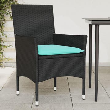 vidaXL Tuinstoelen 2 st met kussens poly rattan zwart, Verzenden