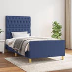 vidaXL Bedframe zonder matras 100x200 cm stof blauw, Verzenden, Nieuw