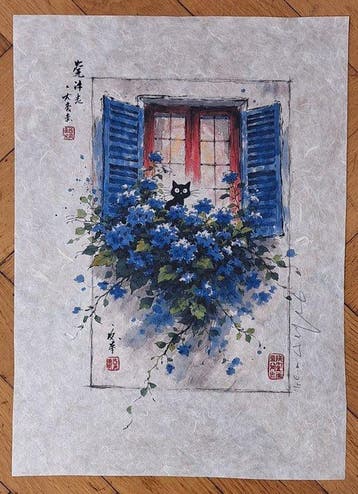 Emma Wildfang - Jiji The Hidden Cat - Series Postcards from
