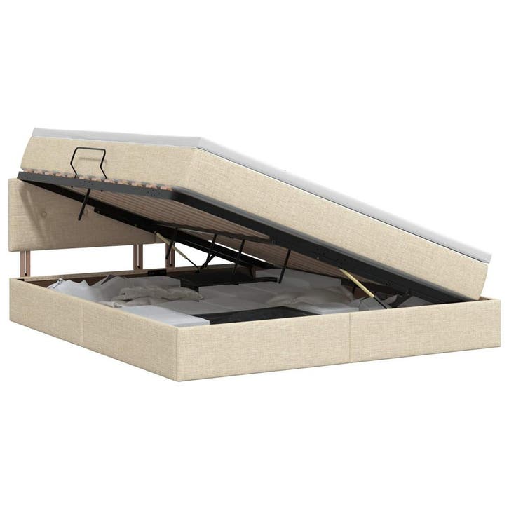 vidaXL Opbergbed met matras Crèmekleurig 180 x 200 cm, Maison & Meubles, Chambre à coucher | Lits, Envoi