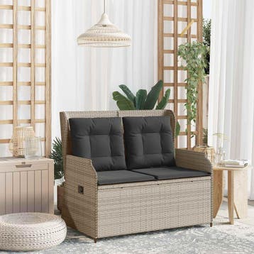 vidaXL Tuinbank Lichtgrijs poly rattan, Tuin en Terras, Verzenden, Nieuw