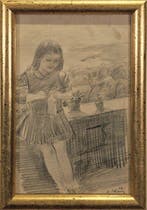 Gennaro Villani (1885 - 1948) - Bimba in terrazza, Antiquités & Art