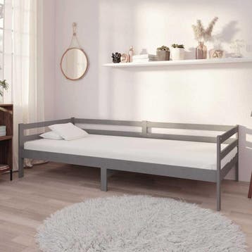 vidaXL Slaapbank massief grenenhout grijs 90x200 cm, Verzenden
