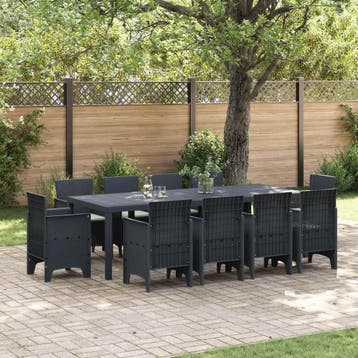 vidaXL Tuin Eettafel Set 11 st Antraciet Polypropyleen, Verzenden