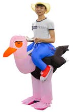 KIMU® Opblaas Kostuum Zittend Op Struisvogel Opblaasbaar Pak, Ophalen of Verzenden, Nieuw