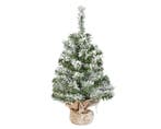 Imperial kunst kerstboompje 45 cm, besneeuwd, jute zak, voor
