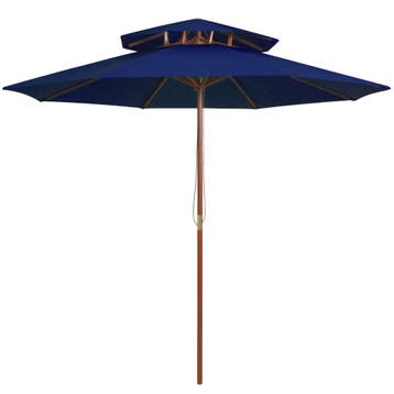 vidaXL Parasol dubbeldekker met houten paal 270 cm blauw, Verzenden