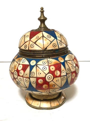Os de chameau - Urn - Koper, Been - Oud Berberse ambacht